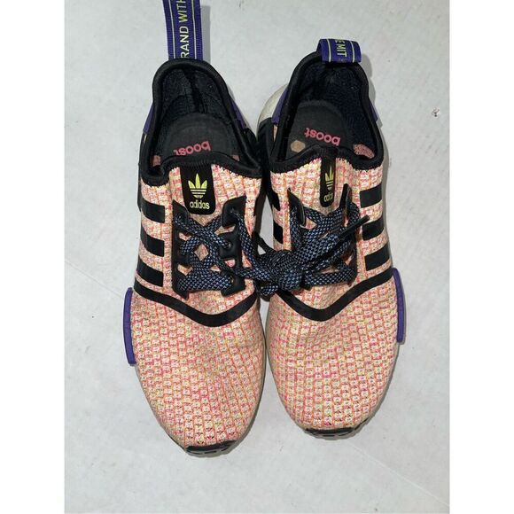 Adidas NMD Boost Womens‎ 7 Blue Orange Black Shoes A12 - Picture 2 of 7